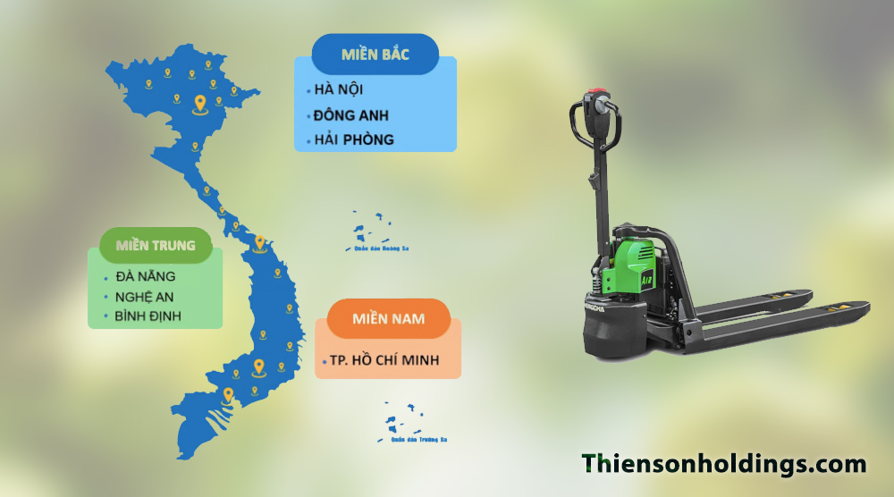 Thiên Sơn Holdings phân phối xe nâng tay điện thấp 1 tấn Lithium trên toàn quốc